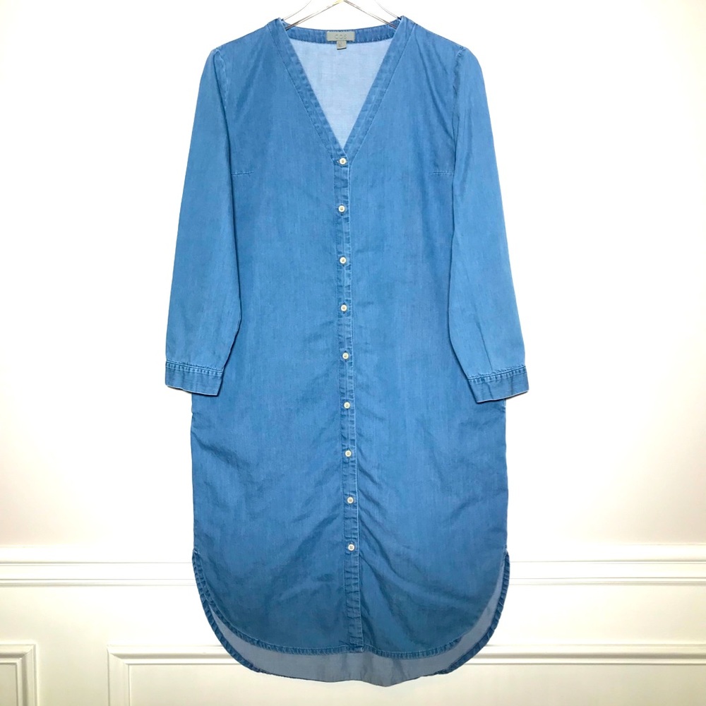 Cos Long Sleeve Button Down Chambray Shirt Dress - image 2
